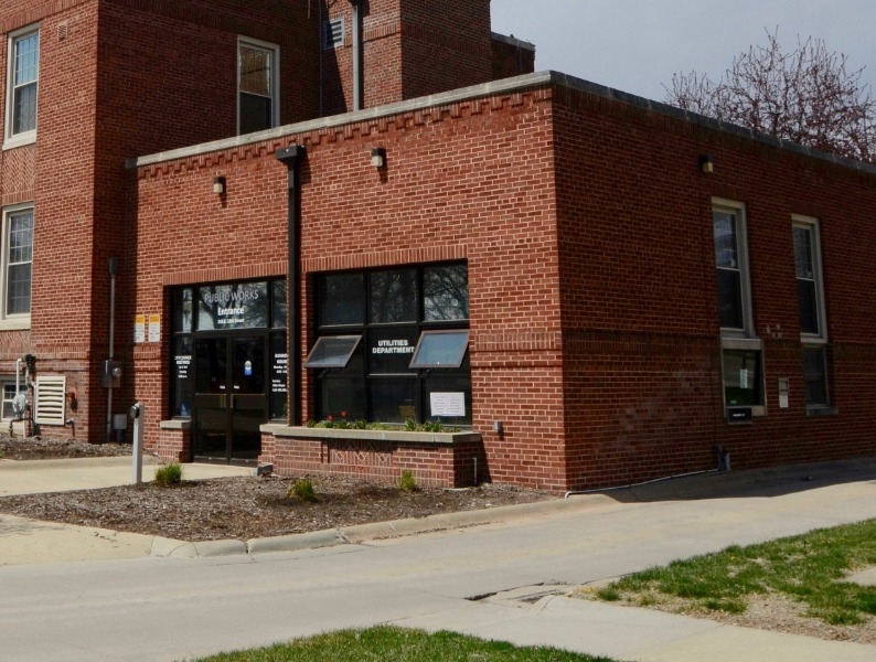 photo - Crete City Hall Public Works Utilities Office entrance.