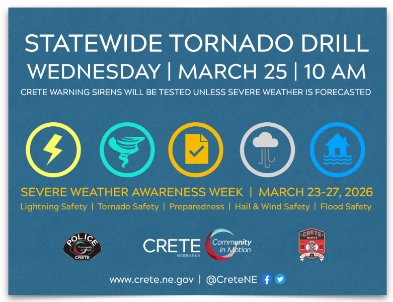 statewide tornado drill on March 25 at 10 am