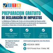 Volunteer Income Tax Assistance program starts Jan. 31 at Crete Public Library.