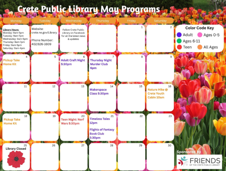 library monthly calendar