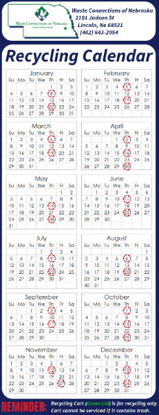 2026 recycling calendar